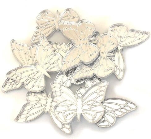 Super Cool Creations Butterfly Etched Shaped Crafting Mirrors, Set of 10, Many Colours, Shatterproof Acrylic, Silver Mirror, Pack of 10 x 3cm in Saudi Arabia