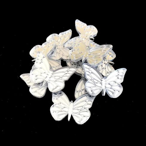 Super Cool Creations Butterfly Etched Shaped Crafting Mirrors, Set of 10, Many Colours, Shatterproof Acrylic, Silver Mirror, Pack of 10 x 3cm in Saudi Arabia