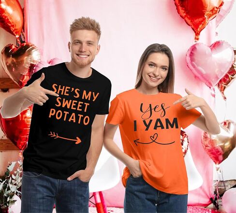 She's My Sweet Potato I Yam T-Shirt Couples Holiday Matching Shirts for Husband and Wife Casual Short Sleeve Tops in Kuwait