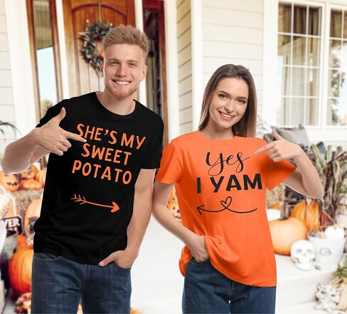 She's My Sweet Potato I Yam T-Shirt Couples Holiday Matching Shirts for Husband and Wife Casual Short Sleeve Tops in Kuwait