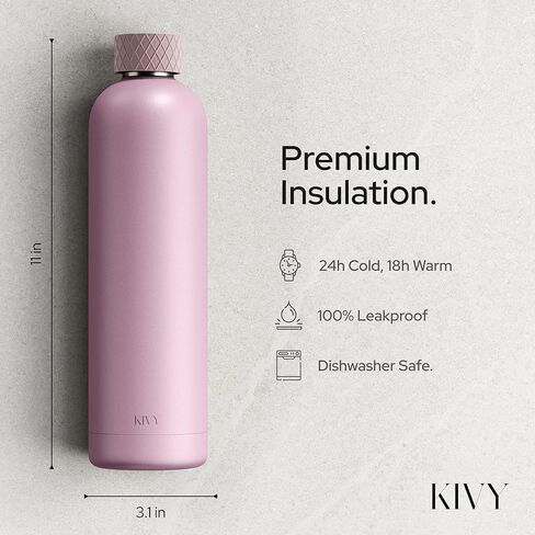 KIVY Stainless Steel Insulated Water Bottle 32oz [LEAK PROOF] - Insulated Stainless Steel Water Bottle - Stainless Steel Drinking Water Bottle - Thermo Flask Drinking Bottle - BPA Free Water Bottle in Kuwait