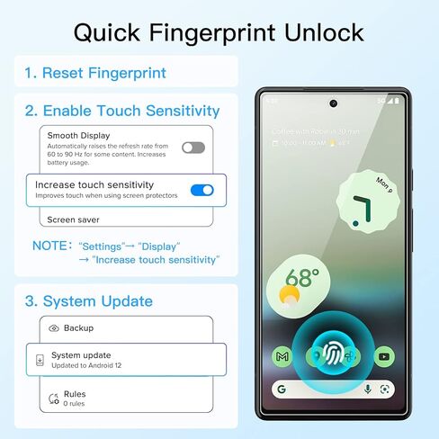 JETech Screen Protector for Google Pixel 7 Pro with Camera Lens Protector, Flexible TPU Film, Fingerprint ID Compatible, HD Clear, Easy Install, 2-Pack Each in Kuwait