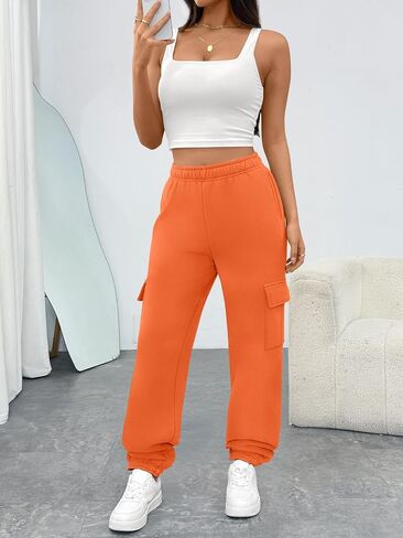 Trendy Queen Womens Cargo Sweatpants Oversized Fleece Joggers Baggy Athletic Pants with Pocket in Saudi Arabia
