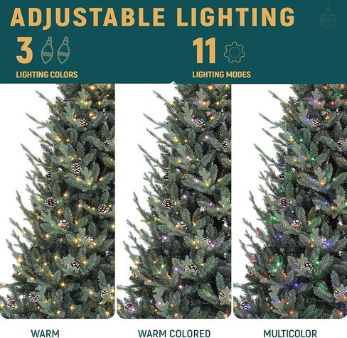YITAHOME 7.5ft Prelit Snow Flocked Christmas Tree with Remote, Hinged Pine Christmas Tree with 550 Warm White/Multicolor Changing Lights, 1550 Branch Tips, and Foldable Base for Home, Party Decoration in Saudi Arabia