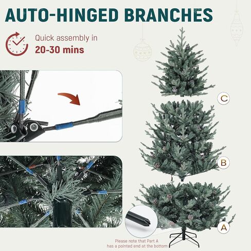 YITAHOME 7.5ft Prelit Snow Flocked Christmas Tree with Remote, Hinged Pine Christmas Tree with 550 Warm White/Multicolor Changing Lights, 1550 Branch Tips, and Foldable Base for Home, Party Decoration in Saudi Arabia