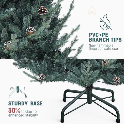 YITAHOME 7.5ft Prelit Snow Flocked Christmas Tree with Remote, Hinged Pine Christmas Tree with 550 Warm White/Multicolor Changing Lights, 1550 Branch Tips, and Foldable Base for Home, Party Decoration in Saudi Arabia
