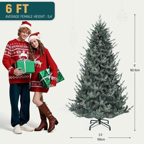YITAHOME 7.5ft Prelit Snow Flocked Christmas Tree with Remote, Hinged Pine Christmas Tree with 550 Warm White/Multicolor Changing Lights, 1550 Branch Tips, and Foldable Base for Home, Party Decoration in Saudi Arabia