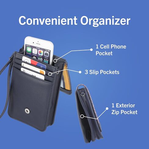 حقيبة كروس للنساء من Nautica Catalina RFID، حامل محفظة للسفر من الجلد النباتي المدمج للهاتف الخلوي in Saudi Arabia