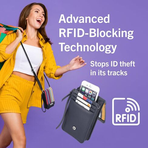 حقيبة كروس للنساء من Nautica Catalina RFID، حامل محفظة للسفر من الجلد النباتي المدمج للهاتف الخلوي in Saudi Arabia