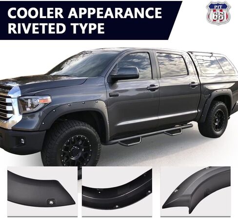 PIT66 Fender Flares, Compatible With 2014-2021 Toyota Tundra, Textured Pocket Riveted Style Wheel Flares, 4pcs in Saudi Arabia