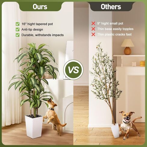 شجرة Dracaena الاصطناعية بطول 5 أقدام - شجرة صناعية مقاومة للأشعة فوق البنفسجية مع زارع مستدق كبير وحصى - نباتات وهمية طويلة داخلية وخارجية، نبات أرضي بوعاء لديكور الشرفة في غرفة المعيشة المنزلية، VN127 in Kuwait