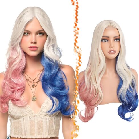 بارسدار باروكات قصيرة باللون الأزرق الداكن - شعر مستعار قصير أزرق غير متناظر على شكل بوب للنساء، شعر مستعار طبيعي سميك وناعم صناعي أنيمي كارتون كوسبلاي للحفلات الهالوين والحزن in Kuwait