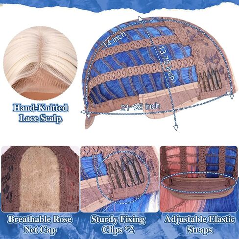 بارسدار باروكات قصيرة باللون الأزرق الداكن - شعر مستعار قصير أزرق غير متناظر على شكل بوب للنساء، شعر مستعار طبيعي سميك وناعم صناعي أنيمي كارتون كوسبلاي للحفلات الهالوين والحزن in Kuwait