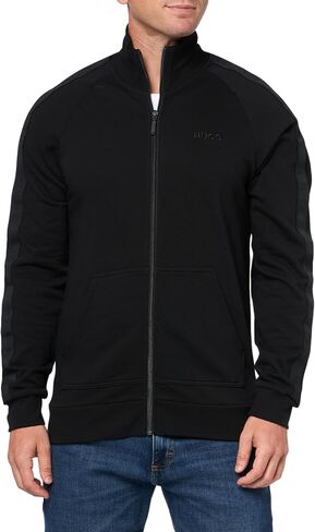 HUGO mens Stretch Cotton Logo Tape Zip Up Sweatshirt in Saudi Arabia