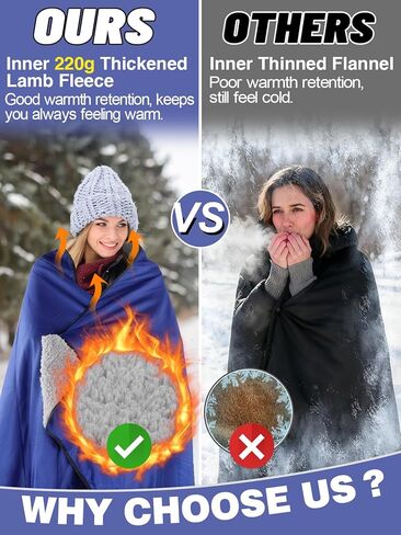 Waterproof Outdoor Stadium Blanket with Sherpa Lining, Washable Windproof Warm Foldable for Camping, Sporting Events, Picnic, Concert, Pet, Travel, Emergency Car Blanket, Gift for Cold Weather (Black) in Kuwait