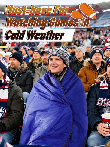 Waterproof Outdoor Stadium Blanket with Sherpa Lining, Washable Windproof Warm Foldable for Camping, Sporting Events, Picnic, Concert, Pet, Travel, Emergency Car Blanket, Gift for Cold Weather (Black) in Kuwait