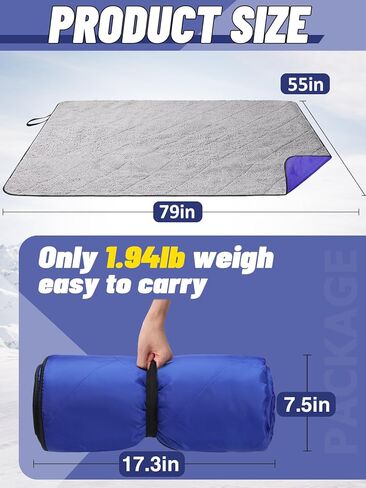 Waterproof Outdoor Stadium Blanket with Sherpa Lining, Washable Windproof Warm Foldable for Camping, Sporting Events, Picnic, Concert, Pet, Travel, Emergency Car Blanket, Gift for Cold Weather (Black) in Kuwait