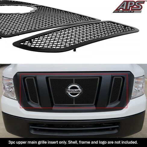 إدراج شواية شبكة سوداء من الفولاذ المقاوم للصدأ ممتاز من APS متوافق مع Nissan NV 2500 3500 2012-2019 13 14 15 16 17 18 الجزء العلوي الرئيسي N19-H38367N in Saudi Arabia