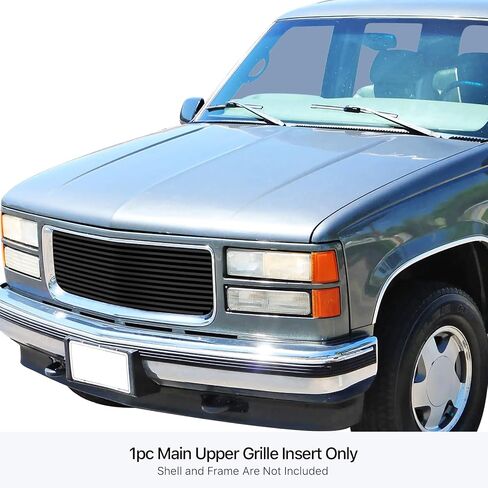 HD Ridez Premium Stainless Steel Black 8x6 Horizontal Billet Front Grille Grill Insert Compatible with GMC Suburban 1994-1999 & 94-99 Yukon & 94-98 C K Pickup Main Upper HDR-GRGC4987J in Saudi Arabia