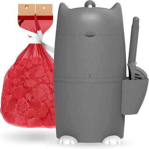 Red Rocket Cat Litter Pail Kitty Twist'R Plus, Odor Free Cat Waste Disposal System Litter Receptacle with Fast Sift Scoop, Turn Handle Mode Patented Twist Technology, with 2X Refill Bag in Saudi Arabia