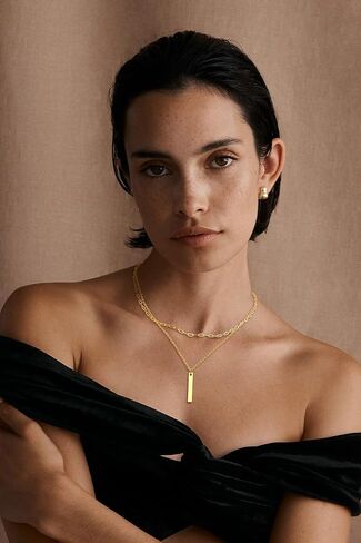 Dainty Gold Layered Necklace for Women,14k Gold Plated Paperclip Link Chain Cross Bar Heart Tag Cubic Zirconia Pendant Necklace Set,Gold Jewelry Gift for Women in Saudi Arabia