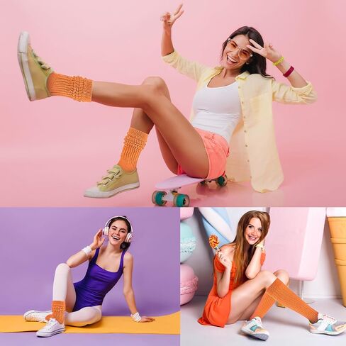 جوارب وردية مترهلة للنساء 9-11 جوارب طويلة للغاية 80s 90s جوارب نيون ترهل سميكة جوارب طويلة إلى الركب جوارب نيون وردية جوارب وردية ساخنة للمرأة in Saudi Arabia