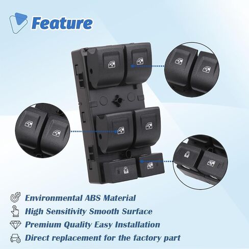 Power Window Switch Control Button Driver Side Compatible with 2014-2019 Chevy Silverado 1500, 2015-2019 Chevrolet Silverado & GMC Sierra 2500 HD 3500 HD, Replace OEM 23427098 DWS1778 in Saudi Arabia