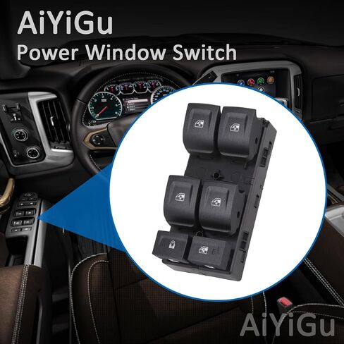 Power Window Switch Control Button Driver Side Compatible with 2014-2019 Chevy Silverado 1500, 2015-2019 Chevrolet Silverado & GMC Sierra 2500 HD 3500 HD, Replace OEM 23427098 DWS1778 in Saudi Arabia