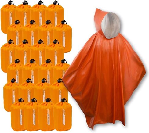 2 Pack Emergency Poncho | Lightweight Adult Rain Ponchos for Emergency Supplies, Camping Supplies | Weather resistant poncho for Men, Women-Retain 90% of Body Heat for Cold & Warm Weather Survival in Kuwait