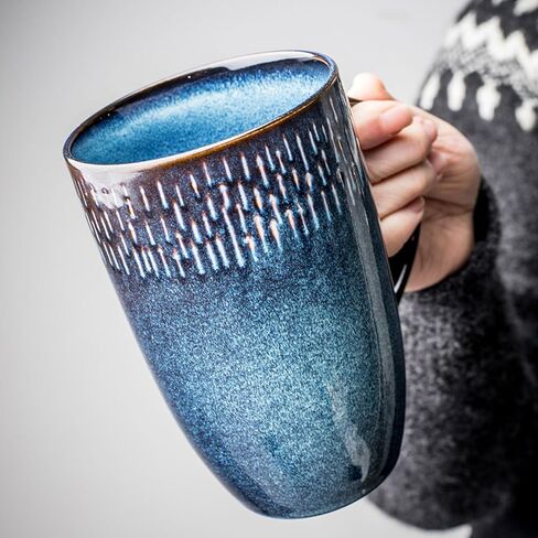 Large Ceramics Coffee Mugs,24 oz,Large Handle Design,Extra Large Tea and Coffee Cup for Office and Home，Microwave and Dishwasher Safe(Color:24 oz green) in Saudi Arabia