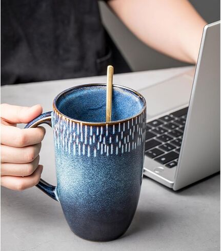 Large Ceramics Coffee Mugs,24 oz,Large Handle Design,Extra Large Tea and Coffee Cup for Office and Home，Microwave and Dishwasher Safe(Color:24 oz green) in Saudi Arabia