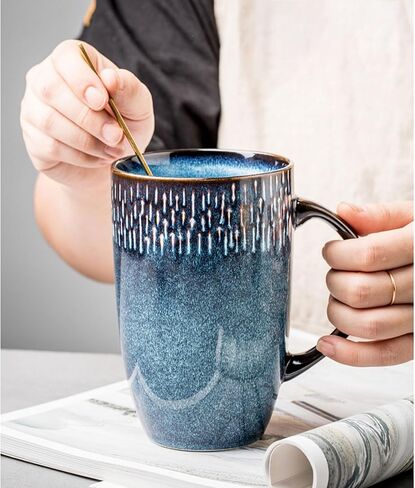 Large Ceramics Coffee Mugs,24 oz,Large Handle Design,Extra Large Tea and Coffee Cup for Office and Home，Microwave and Dishwasher Safe(Color:24 oz green) in Saudi Arabia