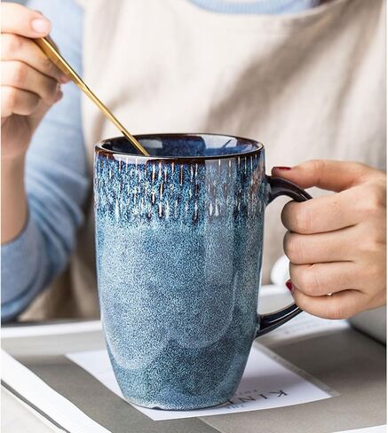 Large Ceramics Coffee Mugs,24 oz,Large Handle Design,Extra Large Tea and Coffee Cup for Office and Home，Microwave and Dishwasher Safe(Color:24 oz green) in Saudi Arabia