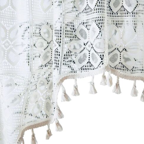 GET ENAI White Lace Semi Sheer Swag Curtains Valance for Small Windows, Floral Embroidered Sheer Kitchen Valance Curtain Tier Topper Window Treatments for Living Room, Doorway, Bathroom in Saudi Arabia