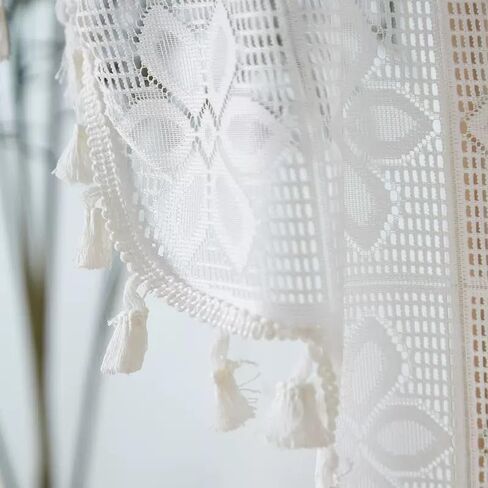 GET ENAI White Lace Semi Sheer Swag Curtains Valance for Small Windows, Floral Embroidered Sheer Kitchen Valance Curtain Tier Topper Window Treatments for Living Room, Doorway, Bathroom in Saudi Arabia