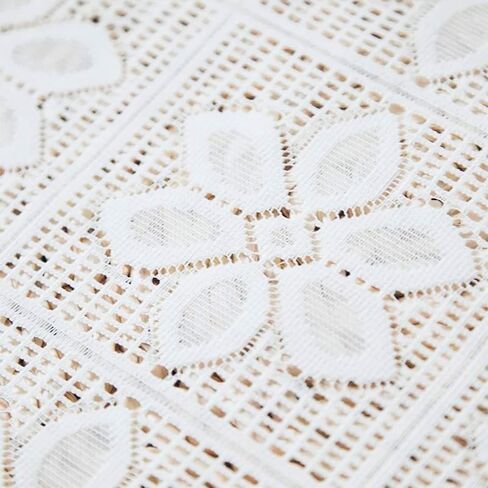 GET ENAI White Lace Semi Sheer Swag Curtains Valance for Small Windows, Floral Embroidered Sheer Kitchen Valance Curtain Tier Topper Window Treatments for Living Room, Doorway, Bathroom in Saudi Arabia