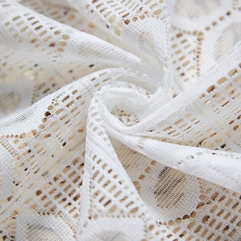 GET ENAI White Lace Semi Sheer Swag Curtains Valance for Small Windows, Floral Embroidered Sheer Kitchen Valance Curtain Tier Topper Window Treatments for Living Room, Doorway, Bathroom in Saudi Arabia
