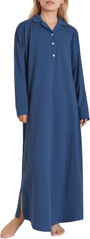 Latuza Women's Cotton Knit Long Nightgown Full Length Sleepshirt in Saudi Arabia