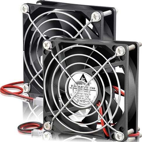 GDSTIME 2-Pack 80mm Fan 2 Pin 24V Brushless DC Cooling Fan 2Pin, 80x80x25mm for Computer Case in Kuwait