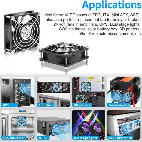 GDSTIME 2-Pack 80mm Fan 2 Pin 24V Brushless DC Cooling Fan 2Pin, 80x80x25mm for Computer Case in Kuwait