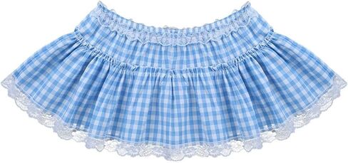 Women Plaid Mini Skirt Gingham Short Skirts A Line Lace Ruffle Mini Skirt Halloween Custom Skirts in Saudi Arabia