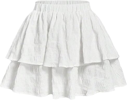 تنورة نسائية صغيرة مكشكشة ذات طبقات Y2k من GORGLITTER تنانير متزلج لطيفة ذات طبقات عالية الخصر ومتدفقة in Kuwait