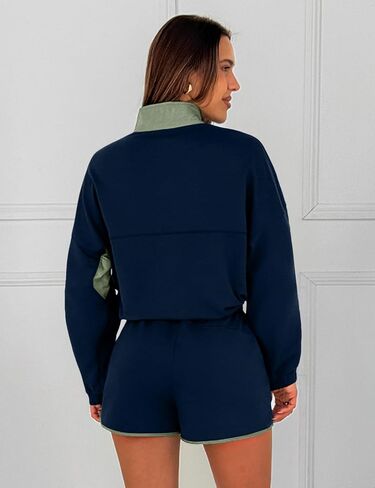 Womens Two Piece Matching Sets Long Sleeve Top Short Set with Pockets Casual Workout Lounge Travel Vacation Outfits in Kuwait