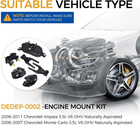 PAROD 6 قطعة حامل المحرك مناسب لـ 2006-2011 Chevy Impala، 2006-2007 Monte Carlo استبدال #A2818 A2796 A5263 A5372 in Saudi Arabia