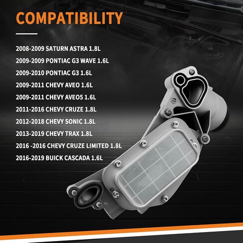 Engine Oil Cooler Filter Housing Assembly Fit for Chevy Cruze 2011-2016, Sonic 2012-2018, Aveo 2009-2011, Trax 2013-2019, for Pontiac G3/ Buick Cascada/Saturn Astra-1.6L 1.8L, OE 93186324 in Saudi Arabia