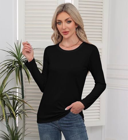 Smile Fish Women Crewneck فضفاضة تناسب قميص طويل الأكمام عارضة تي شيرت الأساسية المحملات in Kuwait