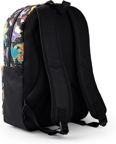 Pokémon Pikachu Charizard Gengar Meowth Backpack in Black | Kids Character All Over Print Bag | Adjustable Shoulder Straps in Saudi Arabia