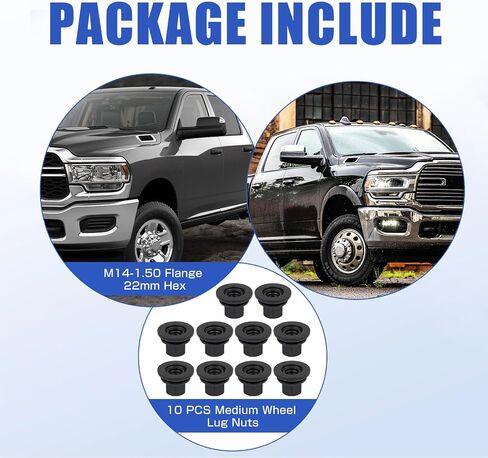 Wheel Lug Nut (OEM Part #6509424AA) Compatible with Dodge Ram 3500/4000/4500/5500 Models (2012-2022) M14-1.50 Flange 22mm Hex 28.5mm Length Replace 611-936 Pack of 10pcs in Saudi Arabia