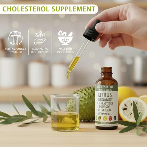 قطرات أرز الخميرة الحمراء من ريسونا - مزيج دعم الكوليسترول مع الحمضيات، البرغموت، أرز الخميرة الحمراء، قشطة شائكة، أوراق الزيتون، فيتامين ب + ج، طبيعي، غير معدل وراثيًا، نباتي، مكمل غذائي، 2 أونصة سائلة. أوقية. (60 مل) in Saudi Arabia