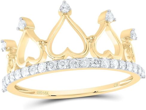 Jewels By Lux 14Kt Yellow or White Gold 1/3 Ctw Natural Diamond Fashion Crown Ring, Womens Size: 5-9 in Saudi Arabia